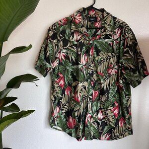 HUF Men's Floral Button-Up Shirt – Size L